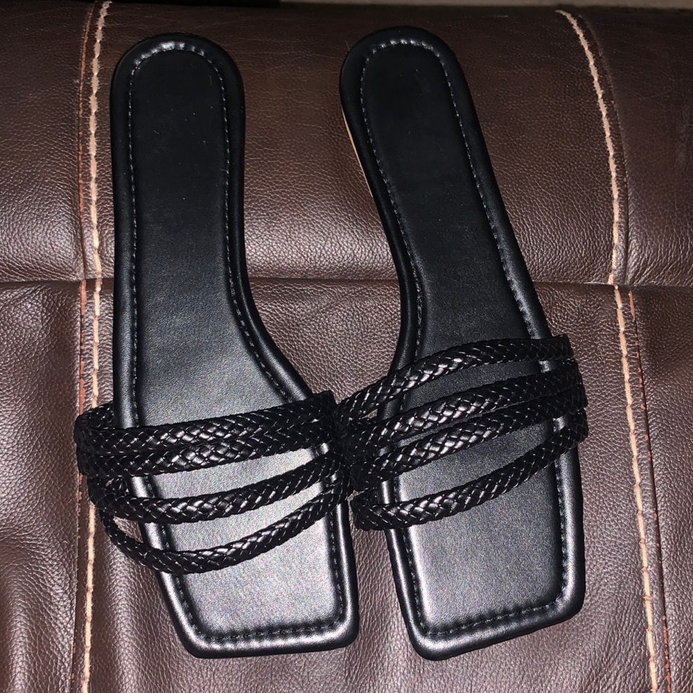 Black braided sandals